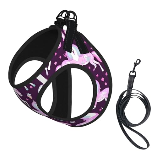 Hundegeschirr und Leine, weiches Netzgewebe, bequem, gepolstert, kein Ziehen, Rosa Hundegeschirr und Leine, weiches Netzgewebe, bequem, gepolstert, kein Ziehen, Rosa von YQxwJL