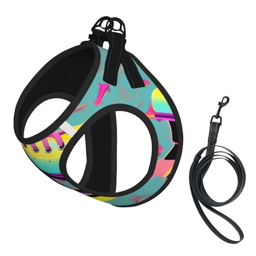 Hundegeschirr und Leine, weiches Netzgewebe, bunt, mit Rollschuhen, bequem, gepolstert, kein Ziehen Hundegeschirr und Leine, weiches Netzgewebe, bunt, mit Rollschuhen, bequem, gepolstert, kein Ziehen von YQxwJL