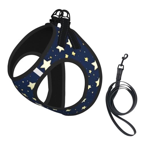 Hundegeschirr und Leine, weiches Netzgewebe, mit Himmel und Sternen, bequem, gepolstert, kein Ziehen, Marineblau Hundegeschirr und Leine, weiches Netzgewebe, mit Himmel und Sternen, bequem, gepolstert, kein Ziehen, Marineblau von YQxwJL