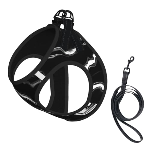 Hundegeschirr und Leine, weiches Netzgewebe, mit Marmor-Druck, bequem, gepolstert, kein Ziehen, Schwarz / Weiß Hundegeschirr und Leine, weiches Netzgewebe, mit Marmor-Druck, bequem, gepolstert, kein Ziehen, Schwarz / Weiß von YQxwJL