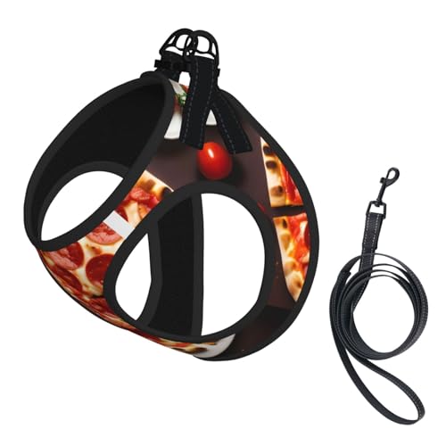 Hundegeschirr und Leine, weiches Netzgewebe, mit Pizza-Aufdruck, bequem, gepolstert, kein Ziehen Hundegeschirr und Leine, weiches Netzgewebe, mit Pizza-Aufdruck, bequem, gepolstert, kein Ziehen von YQxwJL