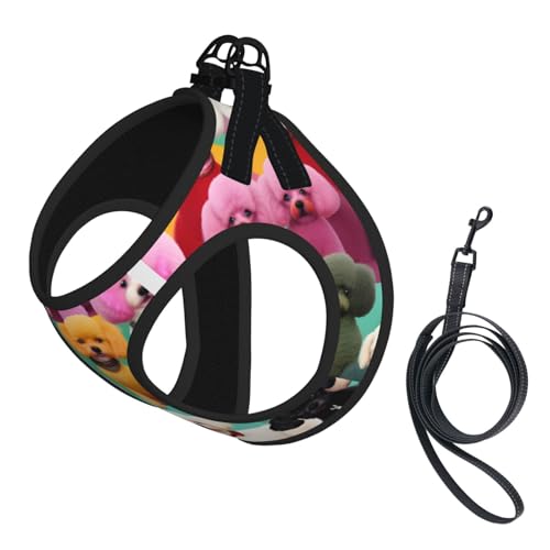 Hundegeschirr und Leine, weiches Netzgewebe, mit Pudelmotiv, bequem, gepolstert, kein Ziehen Hundegeschirr und Leine, weiches Netzgewebe, mit Pudelmotiv, bequem, gepolstert, kein Ziehen von YQxwJL