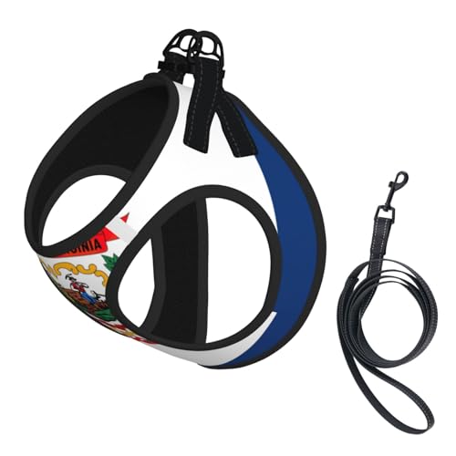 Hundegeschirr und Leine, weiches Netzgewebe, mit West-Virginia-Flagge, bequem, gepolstert, kein Ziehen Hundegeschirr und Leine, weiches Netzgewebe, mit West-Virginia-Flagge, bequem, gepolstert, kein Ziehen von YQxwJL