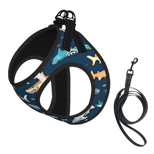 Hundegeschirr und Leine, weiches Netzgewebe, mit nautischem Druck, bequem, gepolstert, kein Ziehen Hundegeschirr und Leine, weiches Netzgewebe, mit nautischem Druck, bequem, gepolstert, kein Ziehen von YQxwJL