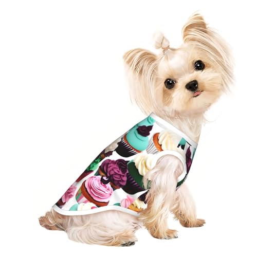 Köstliches Hunde-T-Shirt mit Cupcake-Aufdruck, leicht, Sommer, kühl, atmungsaktiv, ärmellos, dehnbare Kleidung Köstliches Hunde-T-Shirt mit Cupcake-Aufdruck, leicht, Sommer, kühl, atmungsaktiv, ärmellos, dehnbare Kleidung von YQxwJL