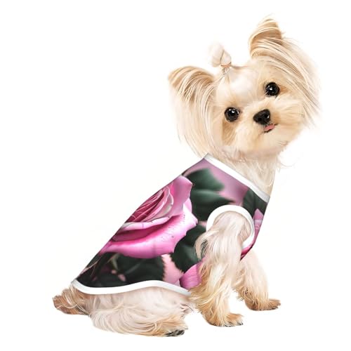 Leichtes Hunde-Shirt, kühl, atmungsaktiv, für den Sommer, ärmellos, dehnbar, Rosa und Rosenmuster Leichtes Hunde-Shirt, kühl, atmungsaktiv, für den Sommer, ärmellos, dehnbar, Rosa und Rosenmuster von YQxwJL