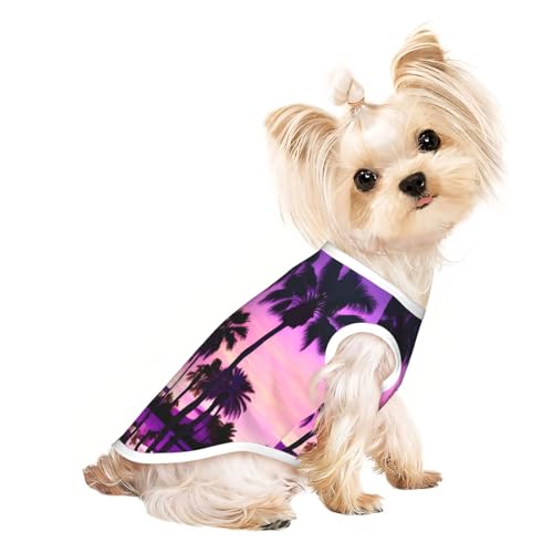 Leichtes Sommer-Shirt, Motiv: Palme, violett, Sonnenuntergänge, atmungsaktiv, ärmellos, dehnbare Kleidung Leichtes Sommer-Shirt, Motiv: Palme, violett, Sonnenuntergänge, atmungsaktiv, ärmellos, dehnbare Kleidung von YQxwJL