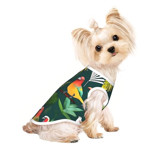 Leichtes Sommer-Shirt, Motiv: tropische Vögel und Pflanzenblätter, kühl, atmungsaktiv, ärmellos, dehnbare Kleidung Leichtes Sommer-Shirt, Motiv: tropische Vögel und Pflanzenblätter, kühl, atmungsaktiv, ärmellos, dehnbare Kleidung von YQxwJL