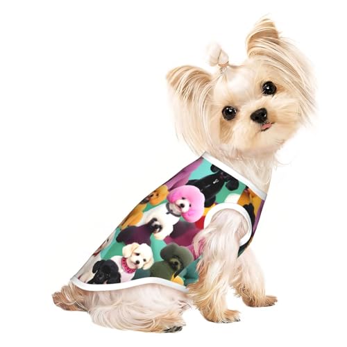Leichtes Sommer-Shirt, Pudel-Hunde-Aufdruck, kühl, atmungsaktiv, ärmellos, dehnbare Kleidung von YQxwJL