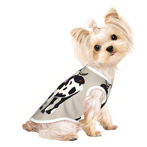 Leichtes Sommer-Shirt, kühles, atmungsaktives Hunde-T-Shirt, ärmellos, dehnbare Kleidung mit Kuh-Motiv, Schwarz mit Punkten Leichtes Sommer-Shirt, kühles, atmungsaktives Hunde-T-Shirt, ärmellos, dehnbare Kleidung mit Kuh-Motiv, Schwarz mit Punkten von YQxwJL