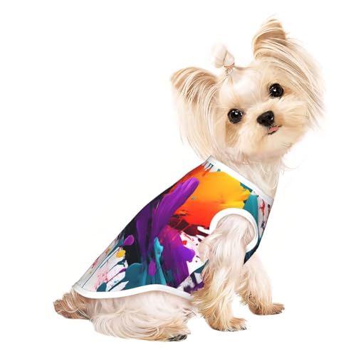 Leichtes Sommer-Shirt mit Farbspritzer-Druck, kühl, atmungsaktiv, ärmellos, dehnbare Kleidung von YQxwJL