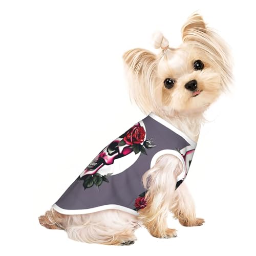 Leichtes Sommer-Shirt mit Totenkopf-Motiv, kühl, atmungsaktiv, ärmellos, dehnbare Kleidung von YQxwJL