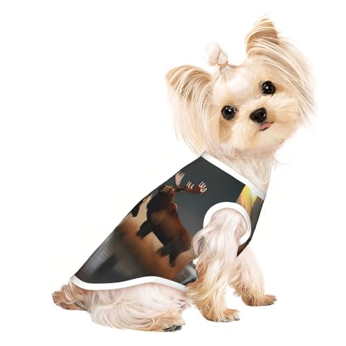 Leichtes Sommer-T-Shirt mit Hirschbär-Elch-Aufdruck, kühl, atmungsaktiv, ärmellos, dehnbare Kleidung Leichtes Sommer-T-Shirt mit Hirschbär-Elch-Aufdruck, kühl, atmungsaktiv, ärmellos, dehnbare Kleidung von YQxwJL