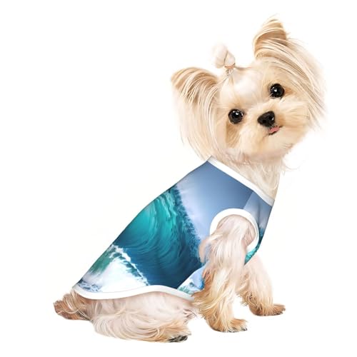 Leichtes Sommer-T-Shirt mit Meereswellen-Druck, kühl, atmungsaktiv, ärmellos, dehnbare Kleidung von YQxwJL