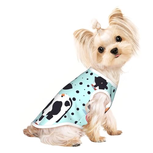 Leichtes Sommer-T-Shirt mit niedlichem Kuh-Punktendruck, kühl, atmungsaktiv, ärmellos, dehnbare Kleidung von YQxwJL