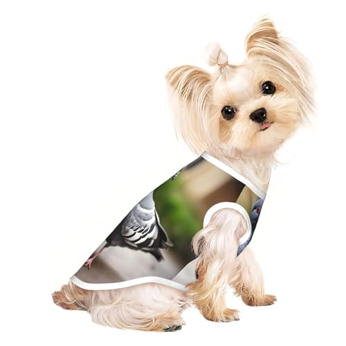 Leichtes Sommerhemd mit Taubenmuster, kühl, atmungsaktiv, ärmellos, dehnbare Kleidung von YQxwJL
