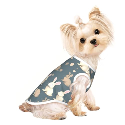 Leichtes T-Shirt mit Kaninchen-Hintergrunddruck, Sommer, kühl, atmungsaktiv, ärmellos, dehnbare Kleidung von YQxwJL