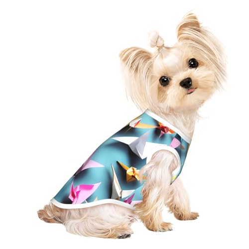 Origami-Papierkranich-Druck, leicht, Sommer, kühl, atmungsaktiv, Hunde-T-Shirt, ärmellos, dehnbare Kleidung Origami-Papierkranich-Druck, leicht, Sommer, kühl, atmungsaktiv, Hunde-T-Shirt, ärmellos, dehnbare Kleidung von YQxwJL