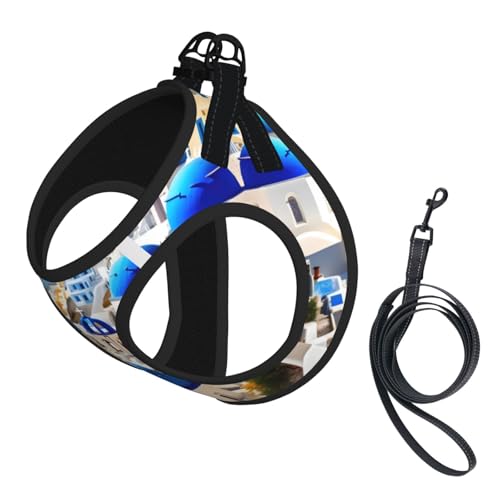 Santorini Hundegeschirr und Leine, weiches Netzgewebe, mit griechischer Insel-Aufdruck, bequem, gepolstert, kein Ziehen Santorini Hundegeschirr und Leine, weiches Netzgewebe, mit griechischer Insel-Aufdruck, bequem, gepolstert, kein Ziehen von YQxwJL