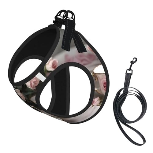 Teetassen mit Rosen, romantischer Shabby-Druck, weiches Netzgewebe, Hundegeschirr und Leine, bequem, gepolstert, kein Ziehen Teetassen mit Rosen, romantischer Shabby-Druck, weiches Netzgewebe, Hundegeschirr und Leine, bequem, gepolstert, kein Ziehen von YQxwJL