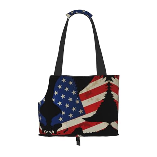 Tragetasche für Welpen, Motiv: Amerikanischer Adler und Flagge, für kleine Hunde, Katzen und Kaninchen Tragetasche für Welpen, Motiv: Amerikanischer Adler und Flagge, für kleine Hunde, Katzen und Kaninchen von YQxwJL