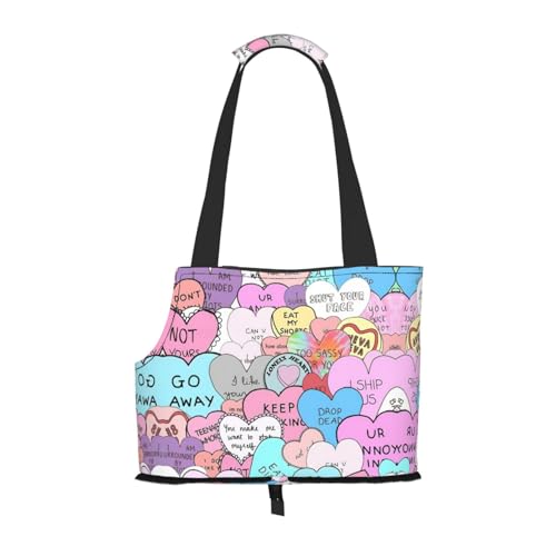 Tragetasche mit buntem Herzaufdruck, für kleine Hunde, Katzen und Kaninchen Tragetasche mit buntem Herzaufdruck, für kleine Hunde, Katzen und Kaninchen von YQxwJL