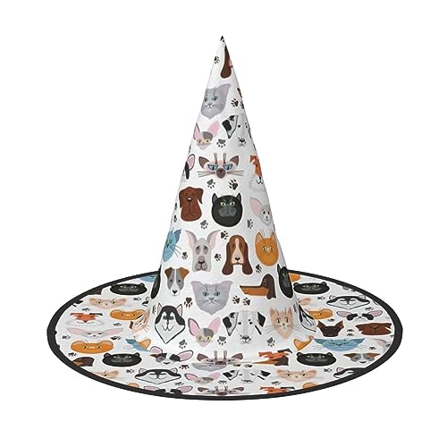 YQxwJL Hexenhut mit Katzen- und Hundegesichtern, Bulldogge, Beagle, Labrador, Hexenhut, zum Aufhängen, schwimmende Hexenhüte, für Halloween-Party-Dekoration, 2 Stück YQxwJL Hexenhut mit Katzen- und Hundegesichtern, Bulldogge, Beagle, Labrador, Hexenhut, zum Aufhängen, schwimmende Hexenhüte, für Halloween-Party-Dekoration, 2 Stück von YQxwJL