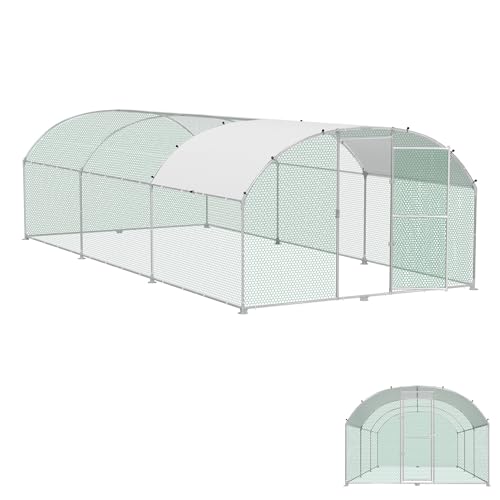 YRHome 3x6x2m Freilaufgehege Hühnerstall Haustierkäfig aus Metall Geflügelstall Hühnerhaus Bogenform Design mit Sonnenschutzdach Winterfest für Hühnerkäfig Haustierkäfig Vogelkäfig Kleintiere von YRHome