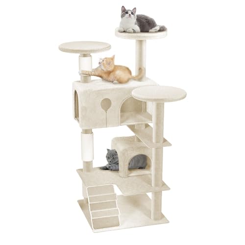 YRHome Beige Katzenbaum 130 cm – Kratzbaum Kletterbaum Katzenregal Katzenkratzbaum mit Höhle, Sisal-Pfosten & Plattformen Stabiler Kletterturm für aktive Katzen Spiel- und Schlafplatz YRHome Beige Katzenbaum 130 cm – Kratzbaum Kletterbaum Katzenregal Katzenkratzbaum mit Höhle, Sisal-Pfosten & Plattformen Stabiler Kletterturm für aktive Katzen Spiel- und Schlafplatz von YRHome