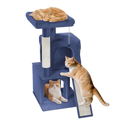 YRHome Blaugrau Kratzbaum Katzenkratzbaum Kletterbaum Kratzbäume Katzenmöbel Katzenkratzbaum 92.5 cm hoch mit Sisal-Kratzsäulen und Mehreren Plattformen mit Katzenregal für Spiel und Entspannung YRHome Blaugrau Kratzbaum Katzenkratzbaum Kletterbaum Kratzbäume Katzenmöbel Katzenkratzbaum 92.5 cm hoch mit Sisal-Kratzsäulen und Mehreren Plattformen mit Katzenregal für Spiel und Entspannung von YRHome