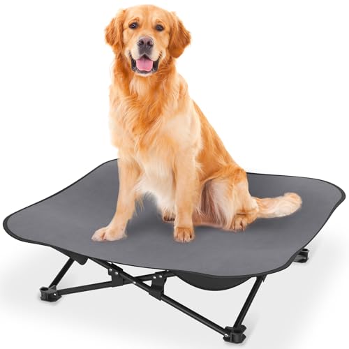 YRHome Erhöhtes Hundebett Faltbar Outdoor Camping Hundeliege Hundebetten Schwarz mit Querstahlrahmen & Atmungsaktivem Mesh Haustierliege Katzenbett mit Tasche Bis 60KG für Reisen - M - 87 x 87 x 33 cm YRHome Erhöhtes Hundebett Faltbar Outdoor Camping Hundeliege Hundebetten Schwarz mit Querstahlrahmen & Atmungsaktivem Mesh Haustierliege Katzenbett mit Tasche Bis 60KG für Reisen - M - 87 x 87 x 33 cm von YRHome