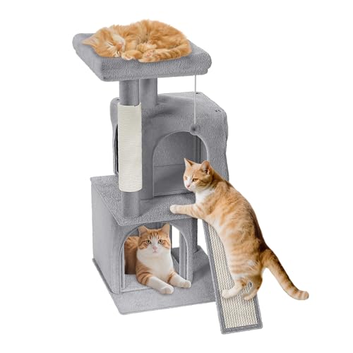 YRHome Hellgrau Kratzbaum Katzenkratzbaum Kletterbaum Kratzbäume Katzenmöbel Katzenkratzbaum 92.5 cm hoch mit Sisal-Kratzsäulen und Mehreren Plattformen mit Katzenregal für Spiel und Entspannung YRHome Hellgrau Kratzbaum Katzenkratzbaum Kletterbaum Kratzbäume Katzenmöbel Katzenkratzbaum 92.5 cm hoch mit Sisal-Kratzsäulen und Mehreren Plattformen mit Katzenregal für Spiel und Entspannung von YRHome