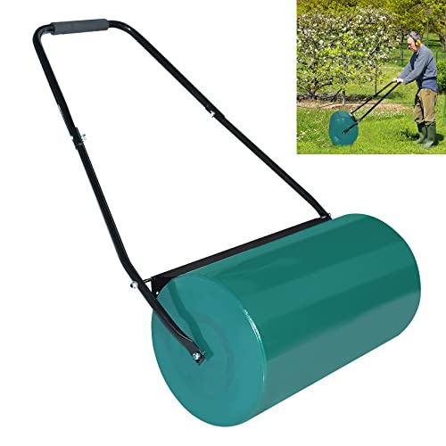 YRHome Rasenwalze Handwalze 57cm 46L Füllvolumen Metall Gartenwalze Gartenfräse Rasenlüfter Rasenroller befüllbar mit Wasser/Sand Durchmesser 32cm für Rasen und Acker (Grün) von YRHome