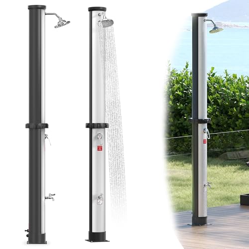 YRHome Silber Solardusche 40 Liter – Solar Gartendusche Pooldusche Campingdusche Aussendusche mit Regenduschkopf & Fußdusche | Warmwasser bis 60°C | Ohne Strom für Garten, Pool & Camping YRHome Silber Solardusche 40 Liter – Solar Gartendusche Pooldusche Campingdusche Aussendusche mit Regenduschkopf & Fußdusche | Warmwasser bis 60°C | Ohne Strom für Garten, Pool & Camping von YRHome