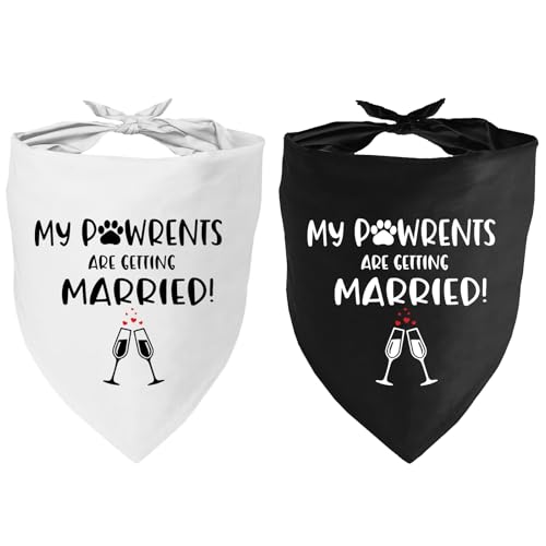 Getting Married Hundehalstuch, Verlobungsankündigung, Hundehalstuch, Dreieckstuch für kleine, mittelgroße und große Hunde, Haustierzubehör für Hundeliebhaber, Brautparty, Geschenk, 2 Packungen von YROVWENQ