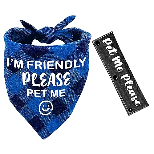 YROVWENQ 2 Stück I'm Friendly blau-schwarzes kariertes Bandana mit Pet Me Please Dog Schwarz Leine Wrap für Hundeliebhaber Besitzer Haustier Geburtstagsgeschenk YROVWENQ 2 Stück I'm Friendly blau-schwarzes kariertes Bandana mit Pet Me Please Dog Schwarz Leine Wrap für Hundeliebhaber Besitzer Haustier Geburtstagsgeschenk von YROVWENQ
