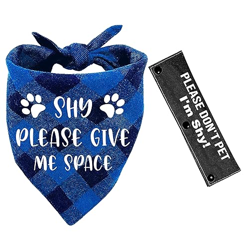 YROVWENQ 2 Stück Shy Please Give Me Space blau-schwarzes kariertes Bandana mit Aufschrift "Please Don't Pet I'm Shy Dog" für Hundeliebhaber, Besitzer, Haustiergeburtstagsgeschenk YROVWENQ 2 Stück Shy Please Give Me Space blau-schwarzes kariertes Bandana mit Aufschrift "Please Don't Pet I'm Shy Dog" für Hundeliebhaber, Besitzer, Haustiergeburtstagsgeschenk von YROVWENQ