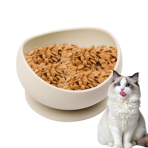 Silikon Katzennapf, Futternapf Katze mit Saugnapf Trinkschale Katzenteller Katzenschüssel für Trockenfutter Nassfutter, 12.5x7.2cm von YRTUOP