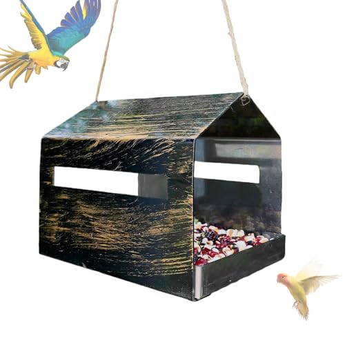 YRTUOP Metall Vogelfutterhaus, Vogelfutterspender zum Aufhängen, Futterstation Vögel groß, Futterhaus, Gartendekoration, für Wildvögel im Garten, 16x14x14cm von YRTUOP