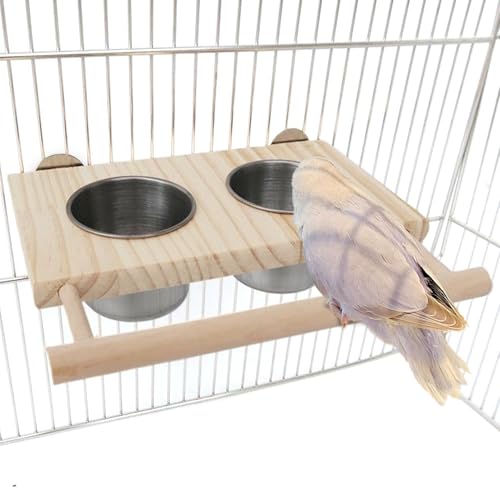 YRTUOP Vogelkäfig Sitzstange - Vögel Sitzstange Futterspielzeug Nymphensittich,Zubehör Für Wellensittichkäfig Mit Edelstahlschalen - Für Ernährung Und Beschäftigung Von Und Sittichen von YRTUOP