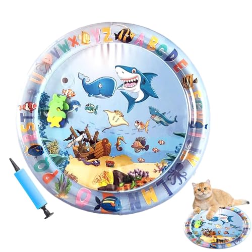 YRTUOP Wasserspielmatte Für Katzen, Sensorische Wassermatte Für Kätzchen Katzen Wasserspielzeug Spielmatte Für Haustiere Für Verlängertes Spiel von YRTUOP
