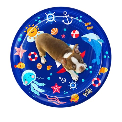 YRTUOP Wasserspielmatte Für Katzen, Sensorische Wassermatte Für Kätzchen Spielmatte Für Haustiere Interaktives Katzenspielzeug Wasserspielzeug Für Katzen, Hunde, 100cm von YRTUOP