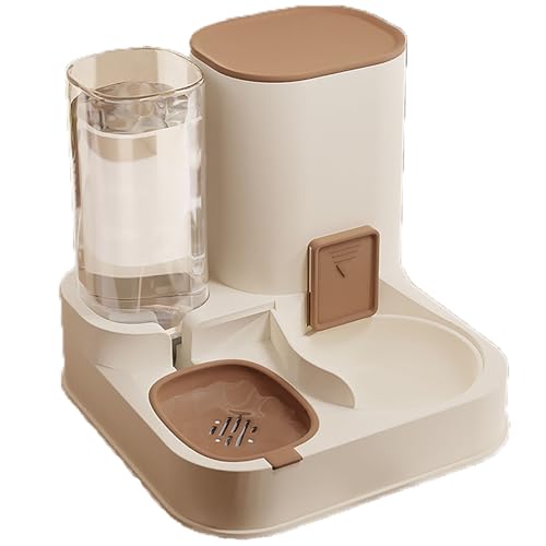 YRZZS Automatischer Futter- Und Wasserspender Für Kleine Haustiere, 2 In 1 Schwerkraft-Katzenautomatik-Futterspender Mit Tränke, Für Kleine Und Mittelgroße Haustiere,Brown von YRZZS