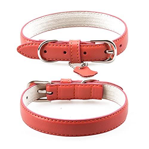 1 Stück Leder Hundehalsband für kleine mittelgroße Hunde Solide weiche Halsband Hundehalsband Pet Products-Rot,M von YSDSS