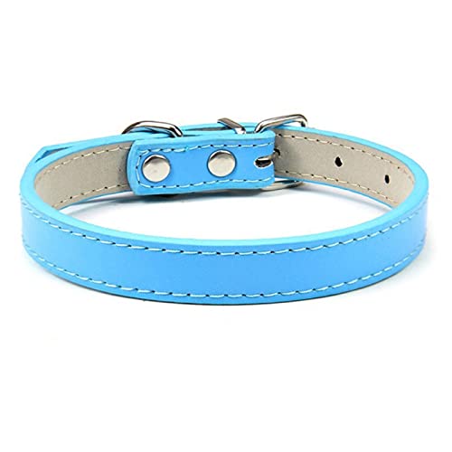1 Stück verstellbare Bunte Haustierhalsbänder Katzenhalsband aus weichem PU-Leder-Umhängeband sicher für Hunde Heimtierbedarf-Himmelblau,1.5S von YSDSS