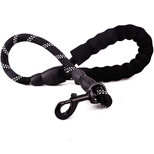 2FT Short Dog Leash Rope Reflektierende Trainingsleinen mit Karabiner für große Hunde-Schwarz,1.2*60 cm von YSDSS