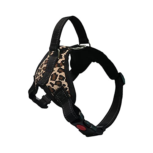 Atmungsaktives Hundegeschirr Verstellbares Brustgurthalsband Hundeleinen für kleine mittelgroße Hunde-Leopard,XL von YSDSS
