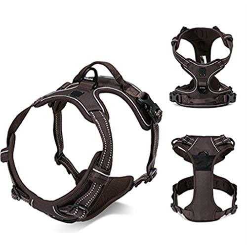 Großes No Pull Hundegeschirr Reflektierendes Halsband und Geschirre für mittelgroße Hunde-braun,XL 81-107cm von YSDSS