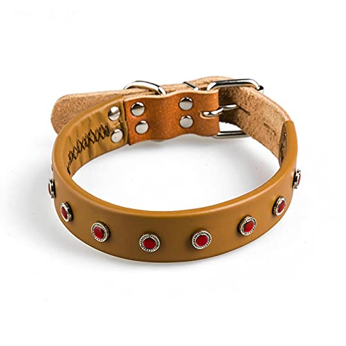 Haustier Hundehalsband Leder verstellbare rote Niete Strass Halskette Hundezubehör-L von YSDSS