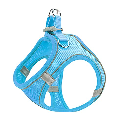 Hundebrustgeschirr Verstellbares Nylon Atmungsaktives Reflektierendes Hundebrustgurt Haustierleine Weste-Blaues Geschirr,M von YSDSS